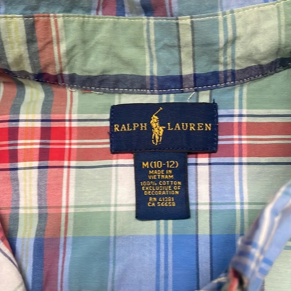Sz 10/M Ralph Lauren Multicolored Plaid Button Down